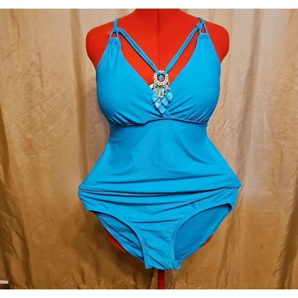 Sand N Sun Blue Strappy 2 Piece Swimsuit with Pendant